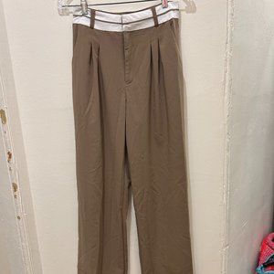 Brown Pleated Pants